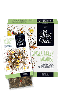 Slow Tea Ginger Green Paradise, Grüner Tee, 3 Packungen à 25 Beutel